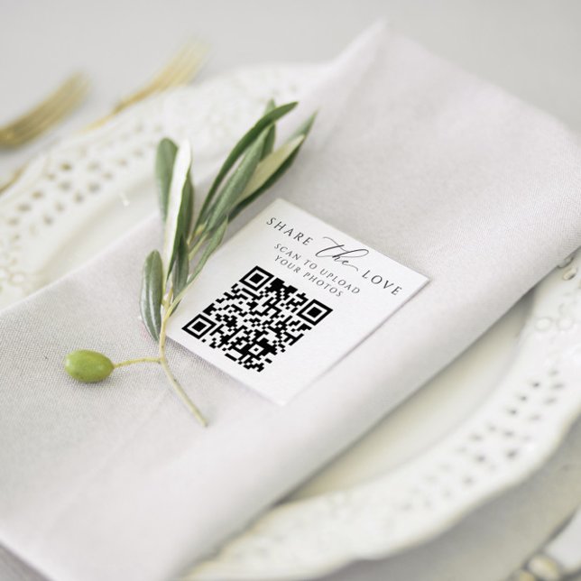 Petites Cartes Élégantes Partagez l'Amour avec Cod (Elegant Wedding QR Code Card - Share the Love)