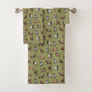 Petites chèvres en vert - Motif de troupeau de chè