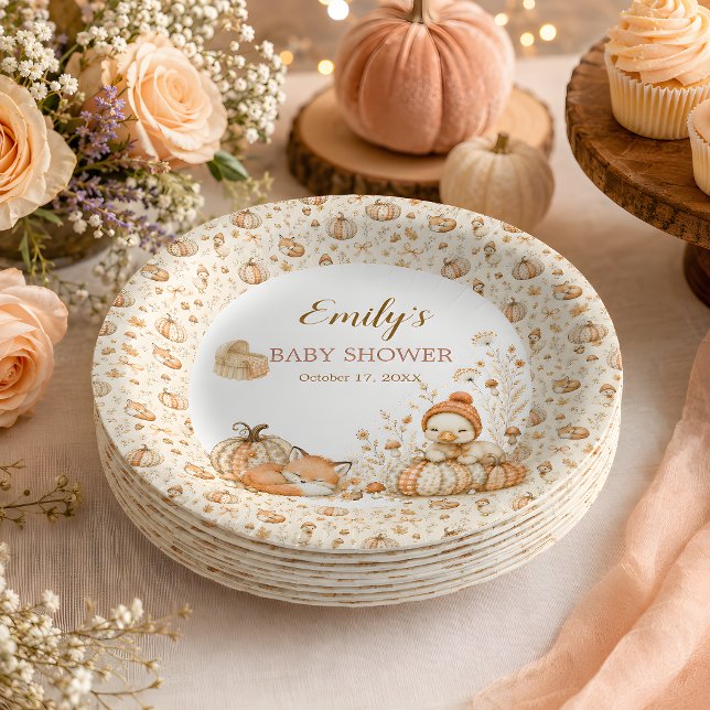 Petites Citrouilles Assiettes en Papier pour Baby  (Little Pumpkin Fall Paper Bowls.  Part of the Little Pumpkin Baby Shower collection.)
