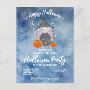 Petites filles Aquarelle Halloween Invitation de l