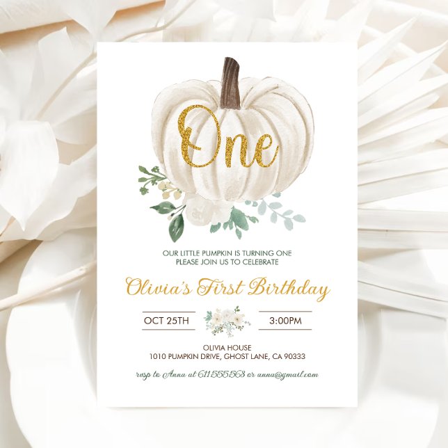 Petites filles Citrouilles 1er Invitation annivers (Créateur téléchargé)