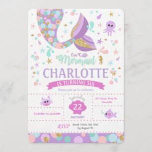 Petites Filles De Sirène Invitation Anniversaire