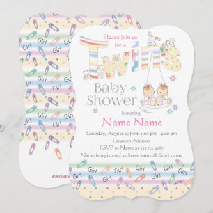 Petites filles jumelles à voile, invitation baby s