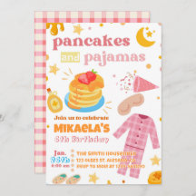 Petites filles Pancakes et Pyjamas Invitation d'an