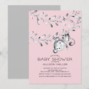 Petites filles singes sauvages Invitation Baby sho