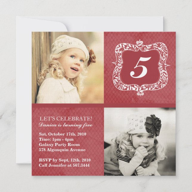 Petites filles Vintages mignonnes Invitation d'ann (Devant)