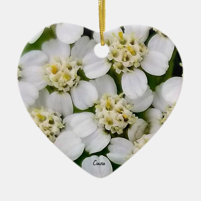 Petites fleurs blanches Ornement en céramique (Devant)