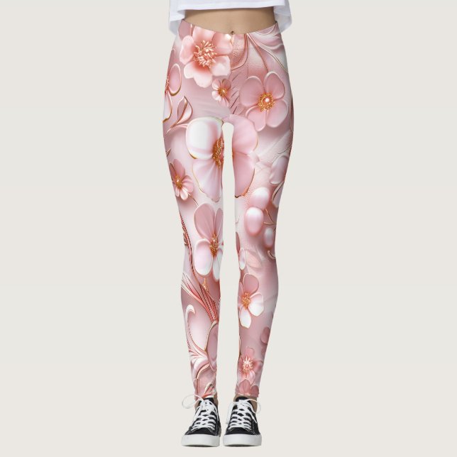 Petites fleurs douces en Leggings roses (Devant)