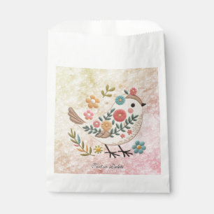 Petites fleurs Feuilles d'oiseaux Sacs Faveur Rose