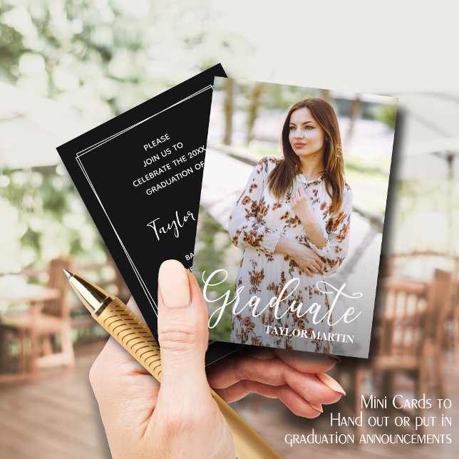 Petites invitations à la graduation photo (SMALL business card size to hand out or put in your graduation announcements (no envelopes))