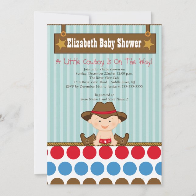 Petites invitations occidentales mignonnes de baby (Devant)