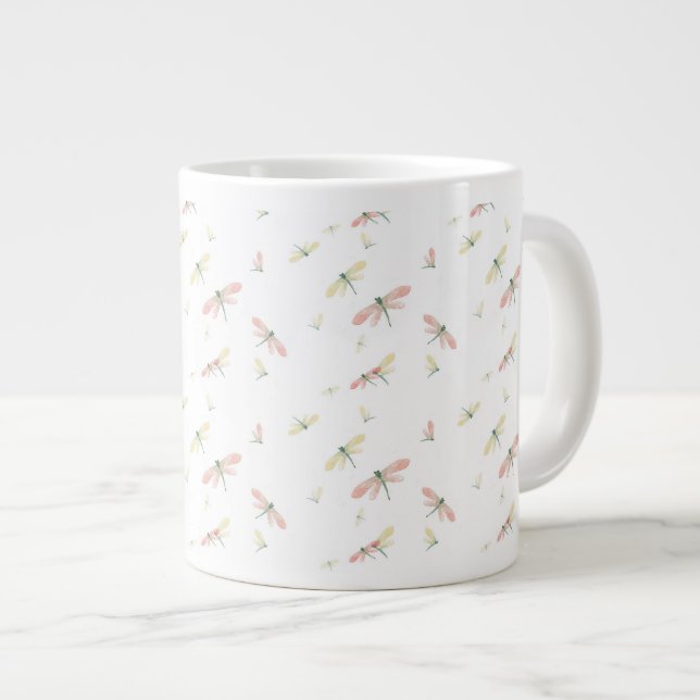 Petites libellules sur blanc Grande Mug 15oz (Devant droit)