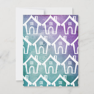 Petites Maisons Blanches Carte Déplacée Turquoise