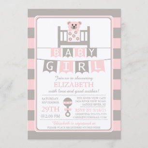 Petites Ours De Lit Filles Baby shower Invitation
