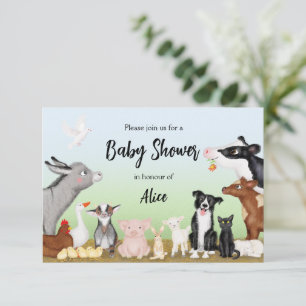 Petits animaux de ferme baby shower invitation (pe