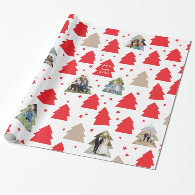 Petits arbres de Noël Papier cadeau personnalisé a (Déroulé)
