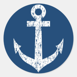 Petits autocollants bleu marine avec ancre vintage