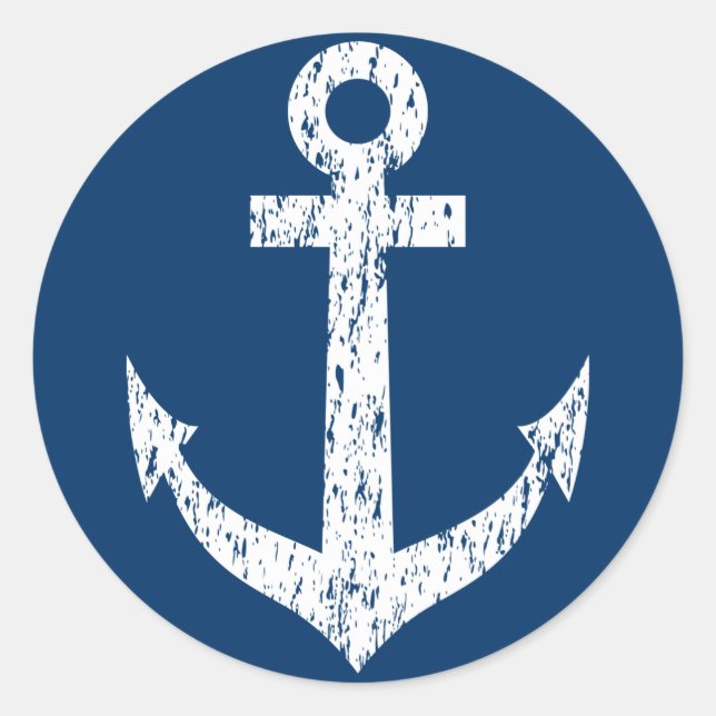 Petits autocollants bleu marine avec ancre vintage (Devant)