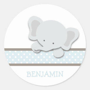 Petits autocollants d'éléphant {bleu - coutume} 