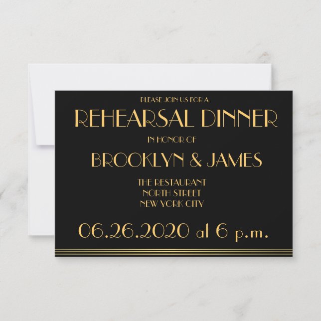 Petits Black Great Gatsby Mariage Invitations de r (Devant)