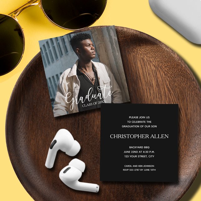 Petits Carrés - Invitations de diplômes photo (SMALL 2.5" x 2.5" graduation invitations - hand out to friends and family,  put in announcements)