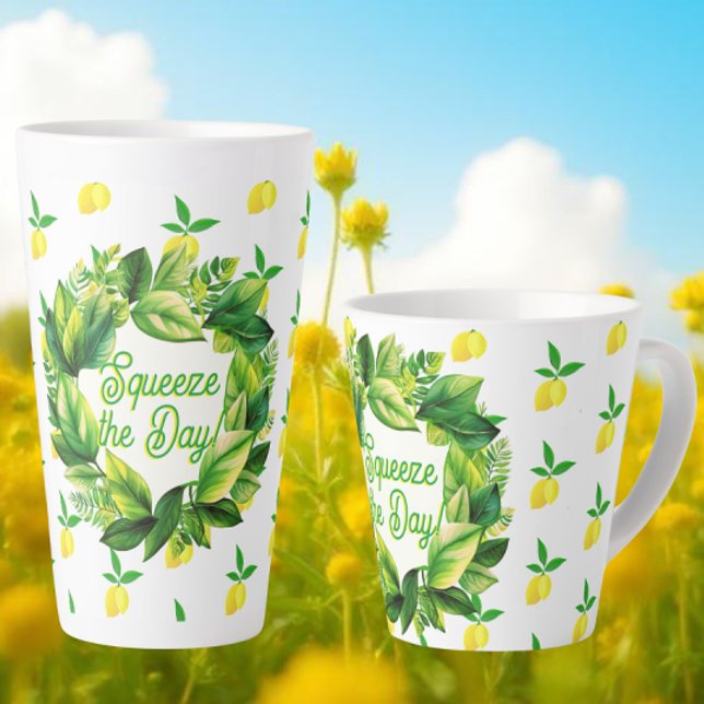 Petits citrons sur mug latte blanc (Start your day with a squeeze!)