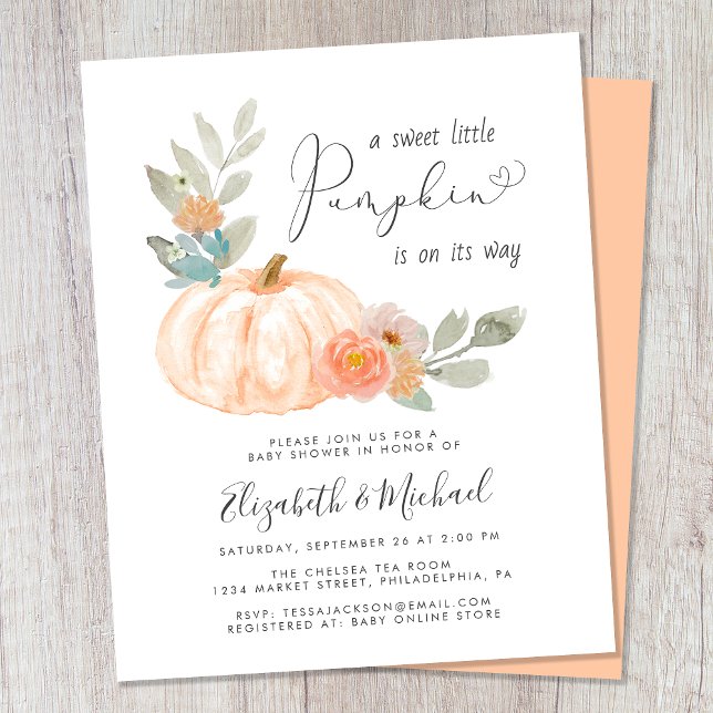 Petits couples Citrouilles Baby shower Invitation (Celebrate the upcoming arrival of your sweet little autumn baby with a pumpkin-themed baby shower)