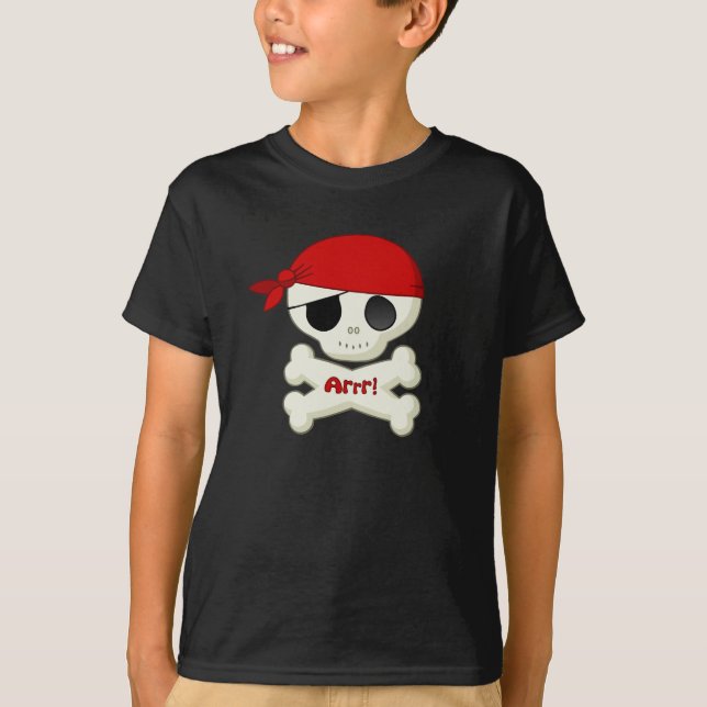 Petits crâne de pirate et T-shirt d'os croisés (Devant)