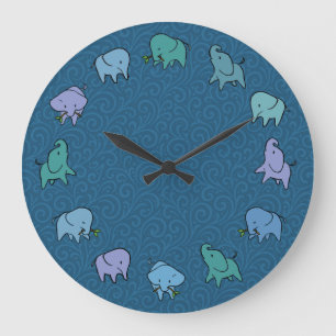 Petits éléphants horloge ronde