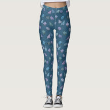 Petits éléphants sur leggings bleu tourbillon