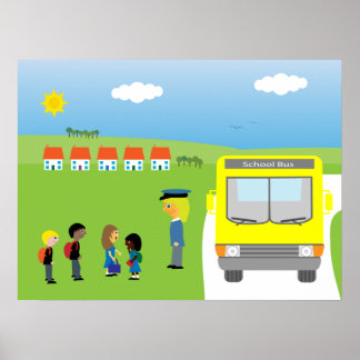 Petits Enfants En Attente D'Aller À L'École Poster