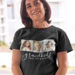 Petits-enfants font la vie Grand 3 Collage photo<br><div class="desc">Un cadeau attentionné pour les grands-parents, ce design personnalisé de T-shirts comporte un 3 modèle photo à personnaliser avec des photos des petits-enfants. Une combinaison d'écriture manuscrite moderne combinée à une police sans serif moderne épelle "petits-enfants rendent la vie grandiose !" Créez des souvenirs durables avec ce tee-shirt personnalisé qui...</div>