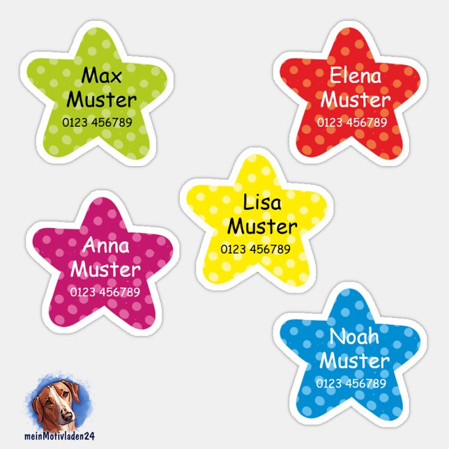 Petits étoiles | Autocollants (Konturgeschnittene farbenfrohe Namensaufkleber für Kinder - Kleine Sterne  - personalisierbar )
