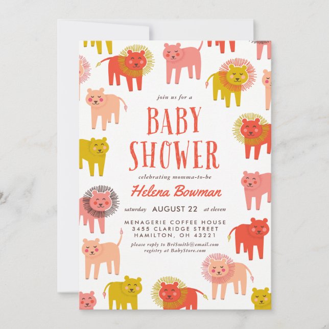 Petits Lions Désert Baby shower chaud Invitation (Devant)