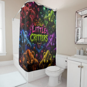 Petits monstres rideau de douche rétro descr