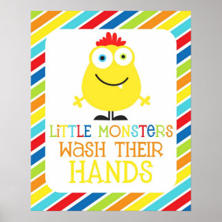 Petits monstres se lavent les mains Impression pou