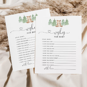 Petits ours en bois souhaits pour carte bébé