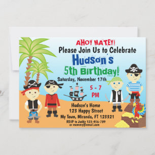 Petits Pirates Boys anniversaire Invitation