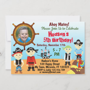 Petits Pirates Boys anniversaire Invitation