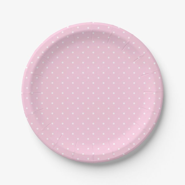 Petits points blancs sur une assiette en papier ro (Devant)