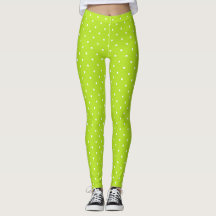 Petits pois blancs sur des leggings vert citron