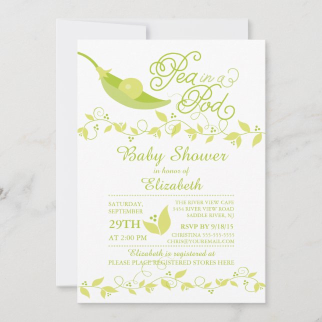 Petits Pois Dans Un Baby shower De Pod Invitation (Devant)