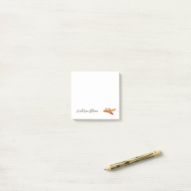 Petits post-it personnalisés en forme de tarte à l (Sur un bureau)