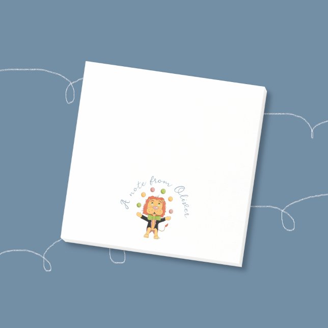 Petits Post-It pour enfants représentant un lion j (Circus juggling lion kid personalized sticky notes .)