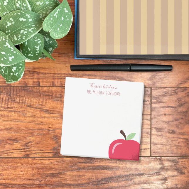Petits Post-It Prof Partie Pomme Rouge (Small square teacher post-it notes with part off a red apple .)
