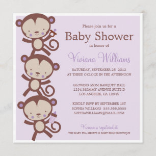 PETITS SINGES DE FILLES  INVITATION BABY SHOWER