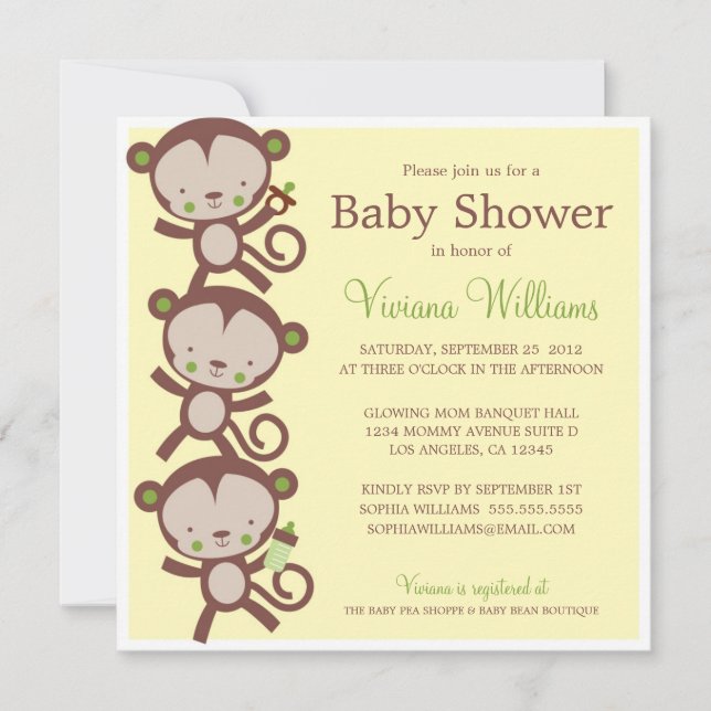 PETITS SINGES DE SURPRISE| INVITATION BABY SHOWER (Devant)