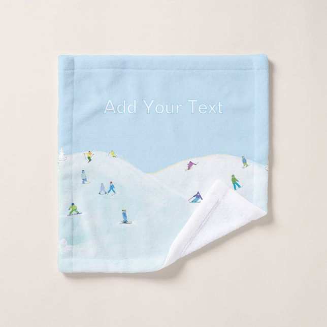 Petits skieurs sur une colline enneigée Personnali (Gant de toilette)