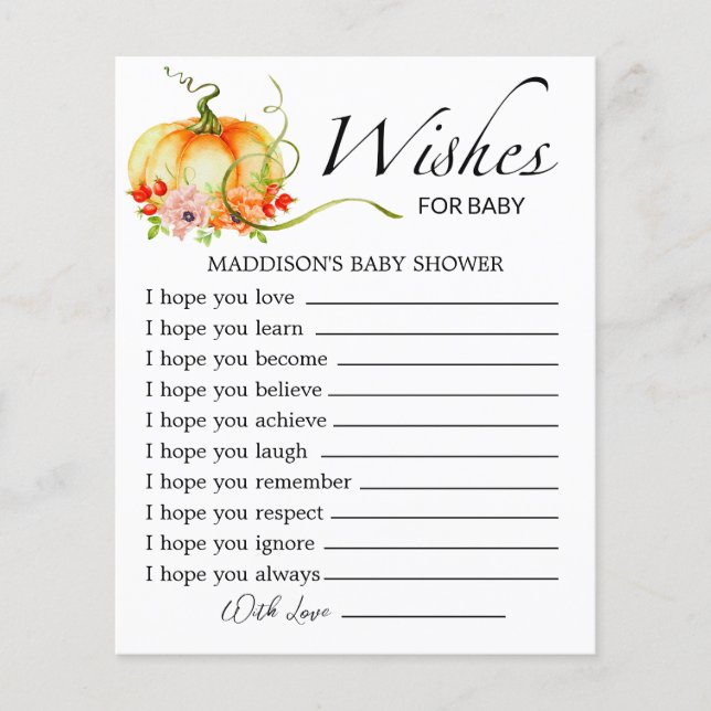 Petits souhaits floraux citrouilles pour bébé (Devant)