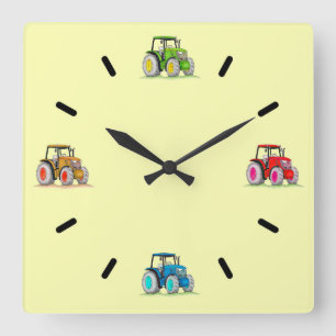 Petits Tracteurs, Horloge Mural Acrylique Citron